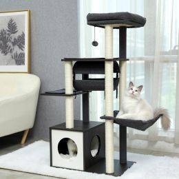 Scratchers Domestic Delivery Big Cat Tree Tower Condo Furniture Scratch Post Cat Jumping Toy with Ladder for Kittens Pet House Play