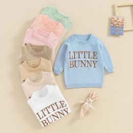 Sweaters FOCUSNORM 8 Colours Toddler Baby Girls Boys Sweater 024M Long Sleeve Letter Embroidery Warm Knit Pullover Easter Clothes