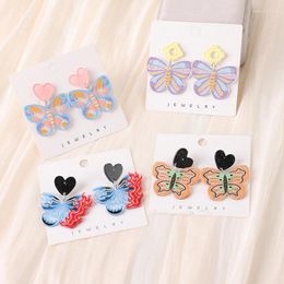 Dangle Earrings 1Pair Fashion Multicolour Butterfly Stud Acrylic Jewelry Charms For Woman Girls Festival Birthday Gift