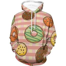 3Z03 Men's 3D Sweets Chocolate Donut Printing Hoodies For Men Children Fashion Streetwear Hooded Sweatshirts Winter Unisex Y2k Funny Hoodie 240424