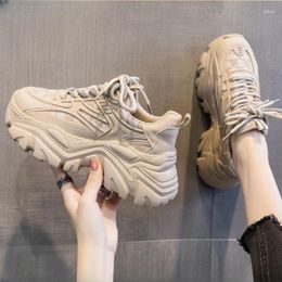 Casual Shoes Korean Version Thick Bottom Sneakers Female 2024 Fashion Simple All-match Elevated Increase Women Autumntime