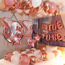 69Pcs Bride To Be Balloons Set Wedding Decoration Rose Gold Diamond Balloon Ring Foil Balon Confetti Globos Party Suppliers 240411