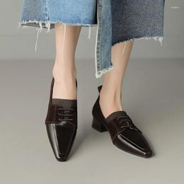 Casual Shoes Retro Cosy Med Heels Women Patchwork On Heel 3 CM French Style Spring Autumn Office Lady Pumps Women's Dress