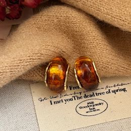 Earrings Fashion Cshaped Amber Colour Resin Hoop Earrings For Women Girls Charm Trend Earring Boucle Oreille Exquisite Jewellery