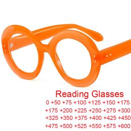 Lenses Brand Prescription Reading Glasses Women Transparent Computer Large Round Eyeglasses Frame Retro Orange Pink Big Glasses