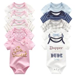 One-Pieces 2023 5PCS/Lot Baby Boys Clothes Unicorn Girls Clothing Bodysuits Baby Girls Clothes 012M Newborn 100%Cotton Roupas de bebe