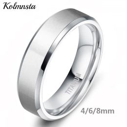 Bands Kolmnsta 8/6/4mm Silver Colour Men's Titanium Ring Brushed Man Wedding Band Engagement Rings Male Jewellery Couple anel feminino