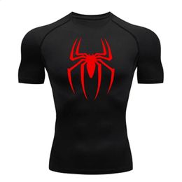 Mens Spider Print Compression Shirt Quick Dry T-Shirt Gym Running Jersey Breathable Short Sleeve Spring Summer M-3XL 240423