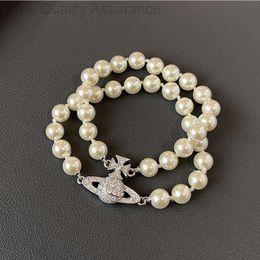 Bracelet Designer Viviennes Westwoods Bracelet Woman Luxury Saturn Pearl Bracelet Empress Dowager Double Layered Earth Planet Magnet Pearl Bracelet