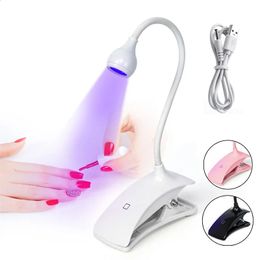 Nail Dryer Lamp USB Gel Curing Mini Portable Ultraviolet Flexible ClipOn Desk Touched Screen Manicure Polish Solidify UV Light 240415