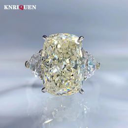 Trend 100% 925 Real Silver 9*13mm White G High Carbon Diamond Rings for Women Wedding Band Party Fine Jewelry Female Gifts 240412
