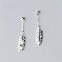 Dangle Earrings MloveAcc 925 Sterling Silver Feather Charm For Women Brand Leaf Drop Girls Gift