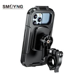 Stands SMOYNG Waterproof Motorcycle Bicycle Phone Bag Holder Stand Quick Mount Support Moto Bike Handlebar Bracket For Xiaomi iPhone