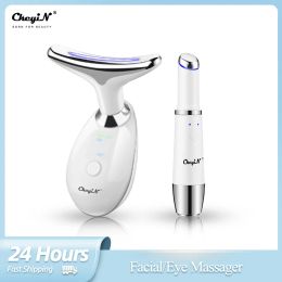 Massager Ckeyin Neck Face Lifting Hine Face Massager Photon Therapy Eye Massage Instrument Vibration Anti Wrinkle Double Chin Remover