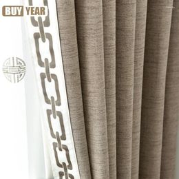 Curtain European Style Curtains For Living Dining Room Bedroom Luxury Solid Colour Thickened Cotton And Linen Blackout Fabric Custom