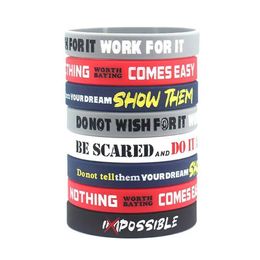 Beaded 1 Pack Motivational Wristbands for Men Women Teens Silicone Bracelets with Inspirational QuotesMens Unisex Adult Design 240423