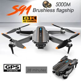 Drones New S91 RC Drone 5G WiFi FPV 8K HD Dual Camera 360° Laser Obstacle Avoidance Brushless Motor GPS Return RC Quadcopter Drone Toys