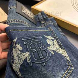 Men's Jeans Designer Spring and summer new denim jeans for men's high-end slim fit small straight leg trendy brand B pants Y0ER
