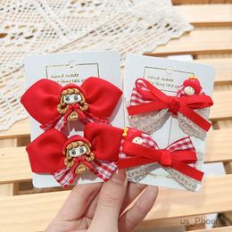 Hair Accessories 2 Pcs/Set Children Cute Little Red Riding Hood Bow Ornament Hair Clips Girls Lovely Barrettes Hairpins Kids Hair Accessories