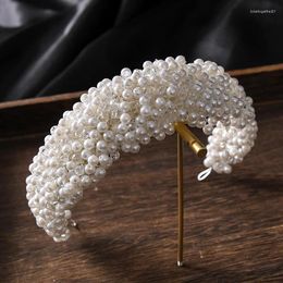 Headpieces Luxury Bride Women Tiaras Handmade Wedding Hair Accessories Full Pearls Crystal Headbands