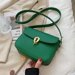 Shoulder Bags Pattern Chicken Skin Simple Pu Leather Flap Crossbody For Women 2024 Fashion Luxury Trendy Green Handbags