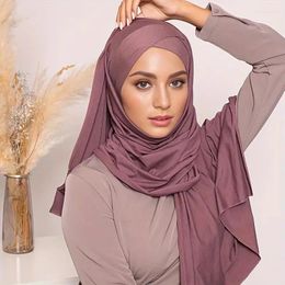 Ethnic Clothing Bigger Size Muslim Instant Hijab Women Forhead Cross Loop Solid Jersey Scarf Scarves HeadScarves Headband