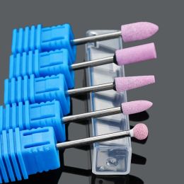 Bits Pink Ceramic Stone Burr Drill Bits Milling Cutter Manicure Electric Corundum Nail Files Machine Nail Drill Polishing Accessories