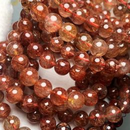 Strands Meihan Wholesale Natural AAA Copper Rutilated Quartz Smooth Round Bracelet Beads For Jewellery Making Design