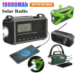 Radio Portable Solar Radio 10000MAh Emergency FM AM SW Rechargeable Radio Weather Radios with LED Flashlight SOS Alarm for Outdoor