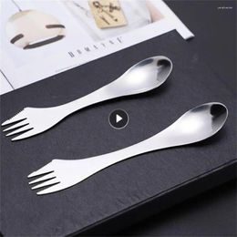 Forks Western Tableware 3 In 1 Portable Spoon And Fork Integrated Kitchen Accessories Stainless Steel