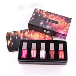 5 -stycken Gloss Bomb Collection Nourishing Wear Lip Gloss Set Långvarig beroendeframkallande Shine Plumper Lips Present Box 240415