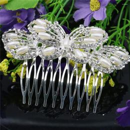 Hair Clips Wedding Bridal Butterfly Leaves Pearl Crystal Hairpin Comb Women Girls Party Jewellery Accessories Decoration Gift