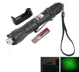 Durable 532nm 2 Miles Pen Clip Green Laser Pen Pointer Single and Starry Laser Sight With 18650 Battery Charger Star Cap1274940