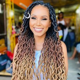 Ombre Gypsy Locs Crochet Synthetic Hair Soft Faux Locs Braids 24 Strands/Pack 18 Inch Curly Dreadlocks Crochet Braids for Women 240409