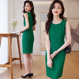 Casual Dresses 2024 Summer Fashion Women Sleeveless Tank Party Work Wear Office Ladies Clothes Green