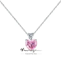 Pendants Vinregem 10 MM 4CT Heart Cut Lab Created Sapphire Gemstone Romantic Cute Pendant Necklaces 925 Sterling Silver Jewelry