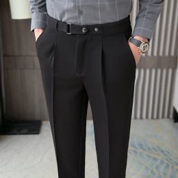 Pants 2023Man Slim Suit Pants Casual Business Trousers Fashion Men Formal Wedding Dress Pants Street Wear Male Clothing Black Grey