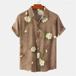 Men's Casual Shirts 3d Printed Leaves Flower Shirt Fashion Hawaiian Summer Vacation Beach Short Sleeves Tops Loose Blouse