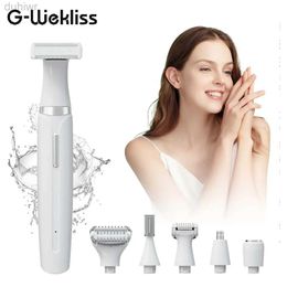 Epilator G-Weklis 6 in 1 Portable Bikini Trimmer Rechargeable Painless Electric Epilator Razors Tool for Women Eyebrow Nose Face Leg d240424