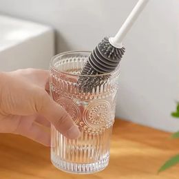 2024 Silicone Cup Brush Milk Bottle Cleaning Brush Long Handle Water Bottles Cleaner Glass Cup Washing Brush Kitchen Scrubbing Tools-
