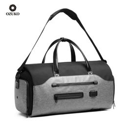 OZUKO Multifunction Travel Bag Men Suit Storage Large Capacity Luggage Handbag Male Waterproof Duffel Shoes Pocket 240419