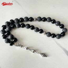 Clothing Tasbih men lava stone with black agate turkish style muslim prayer beads bracelet Ramadan Eid gift islamic misbaha men rosary