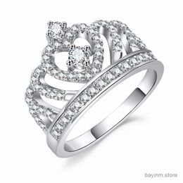 Bröllopsringar Milangirl Luxury Crown Zirconia Zircon Ring Womens Wedding Party Crystal Ring Smycken Bröllopsringar för kvinnor