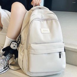 Backpack Women's Solid Colour Female Multi-pocket Casual Woman Travel Bag High Quality Schoolbag For Teenage Girl Book Knapsack