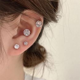 Stud Earrings 2024 Arrival Round Metal Women Trendy Female Non Ear Hole Flash Drill Zircon Simple Elegant Jewelry