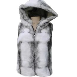 Sweatshirts New Women Clothing Natural Real Rabbit Fur Vest Hoodies Rabbit Fur Jacket Winter Warm Long Overcoat