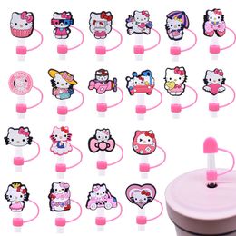 19colors girls cats silicone straw toppers accessories cover charms Reusable Splash Proof drinking dust plug decorative 8mm/10mm straw party