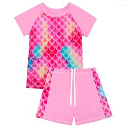 Women's Swimwear 2024 Girls Summer Beach Two-Piece Suits Short Sleeve High Waist Bathing Suit Vacation Swimsuit Swimming Clothing