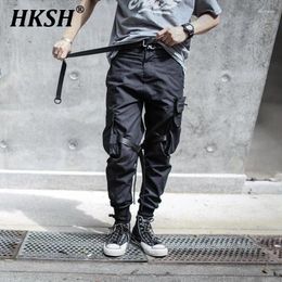 Men's Pants HKSH Spring Autumn Trendy Strap Leggings Multi Pocket Functional Cargo Technwear Tide Dark Tactical Chic HK0384