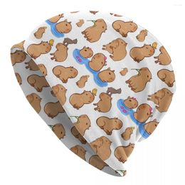 Berets Capybara Pattern Bonnet Hats Knitting Hip Hop Ski Cute Animal Skullies Beanies Unisex Spring Dual-use Cap